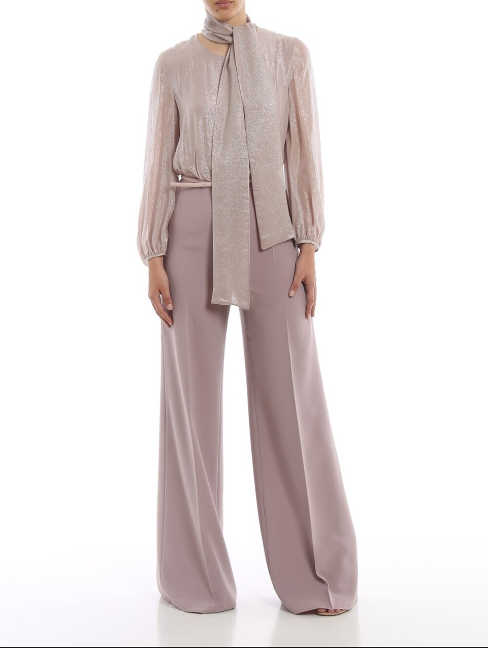 MaxMara Studio Leonida Jumpsuit, Metallic Wide Leg Dusty